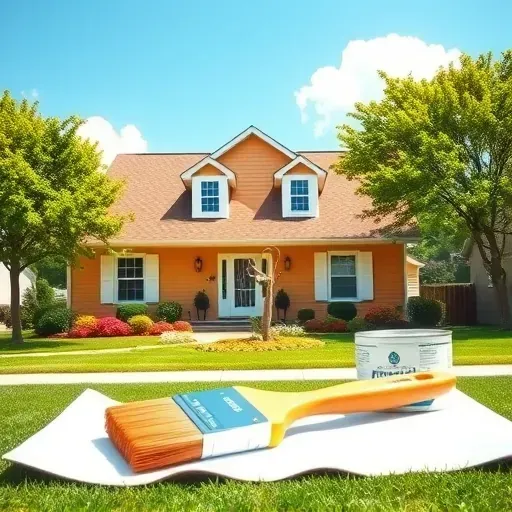 Completed exterior painting project on a charming home in Hopewell VA with warm colors, white trim, and lush landscaping.