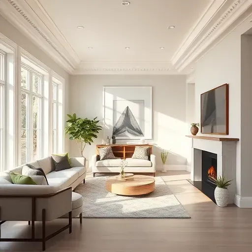 Freshly painted neutral walls in a stylish Quinton, VA living room with natural light and modern decor.