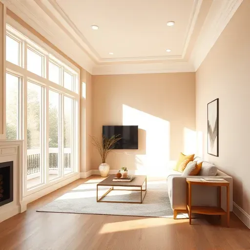 Interior of a modern Hopewell, VA home featuring freshly painted warm neutral walls, crown molding, natural light, and elegant decor.