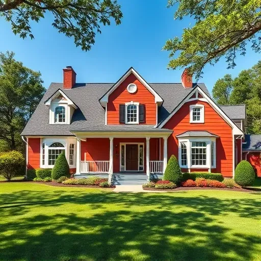 Freshly painted home in Innsbrook VA with vibrant colors, manicured lawn, and serene landscaping under a clear sky.