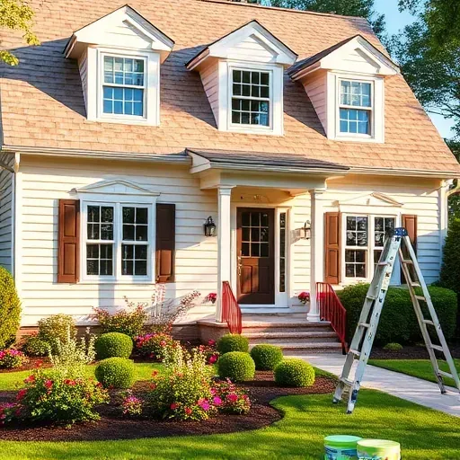 Stunning painted residential home in Highland Springs VA with pastel shingles, white trim, vibrant garden, and serene atmosphere.