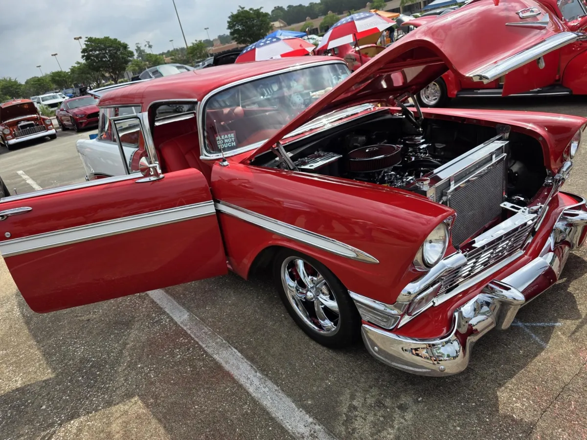 the engine compartment of a car with the hood up