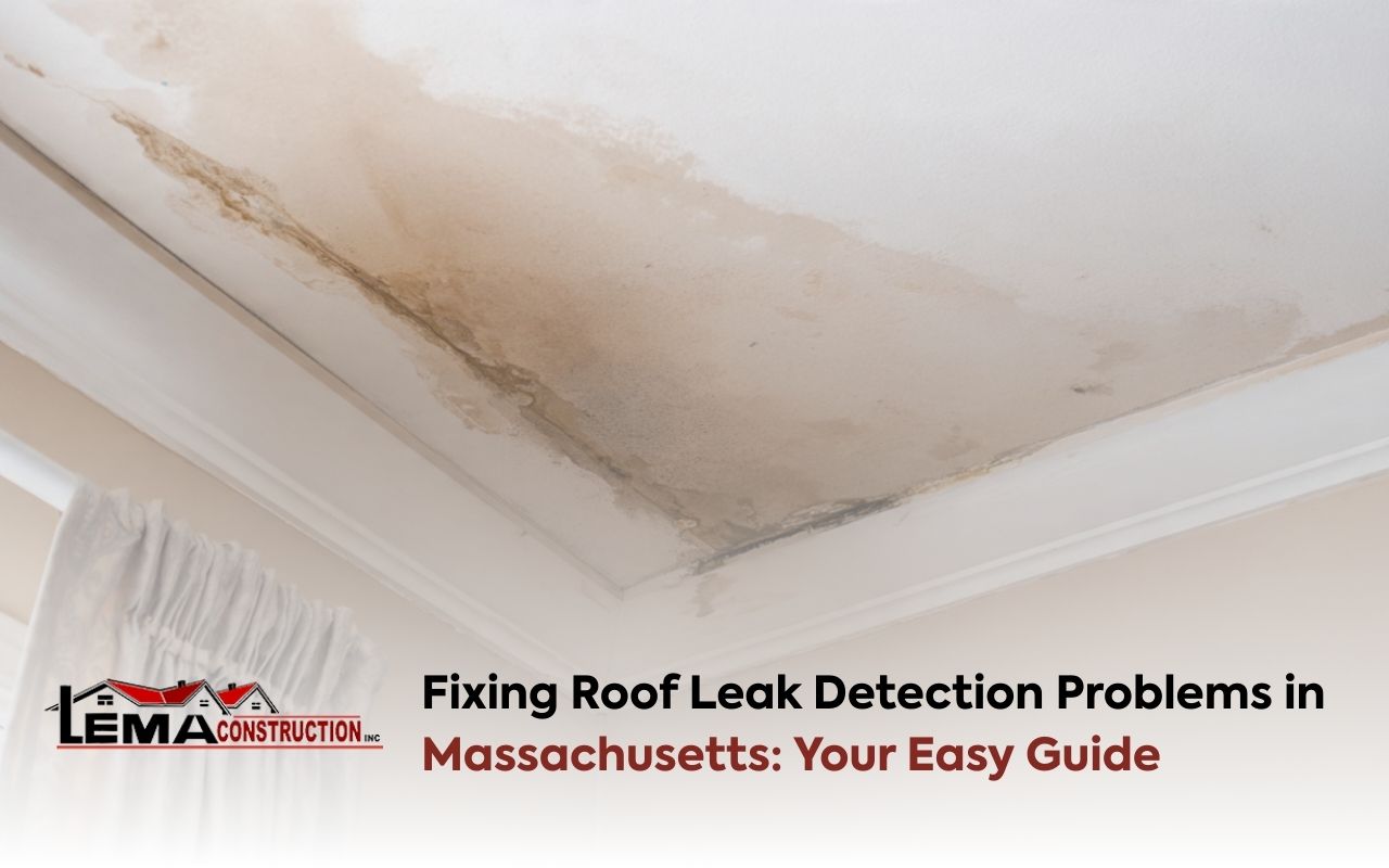 Roof Leak Detection in Massachusetts showing early ceiling stain signs in a home.