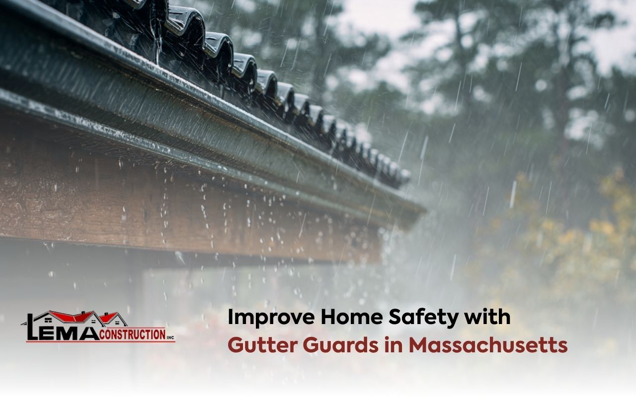 gutter guards in Massachusetts protecting a home during heavy rain