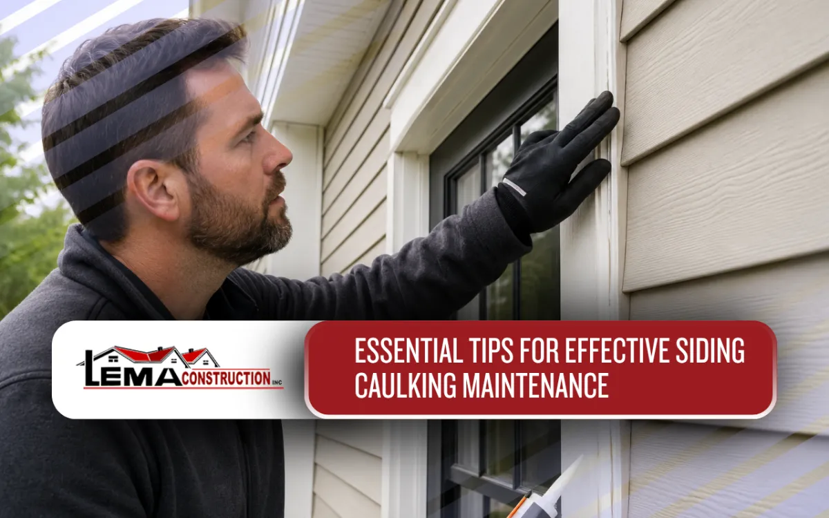 Homeowner inspecting siding caulking maintenance areas around exterior trim