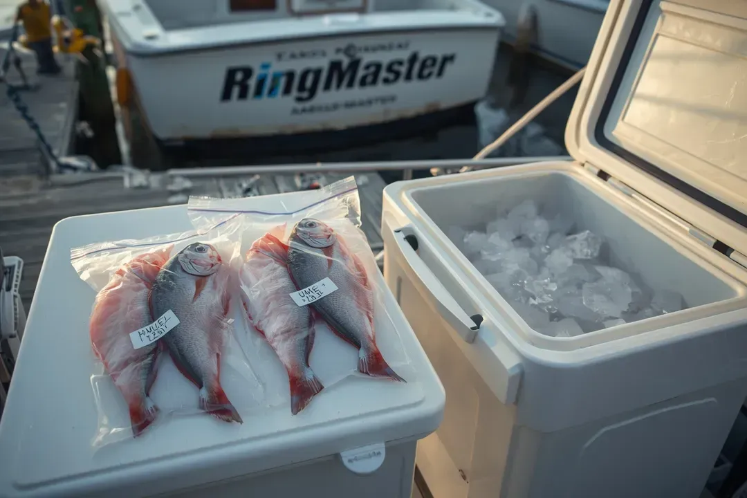 Legal catch filleted and bagged at the dock—clean, labeled bags with ice