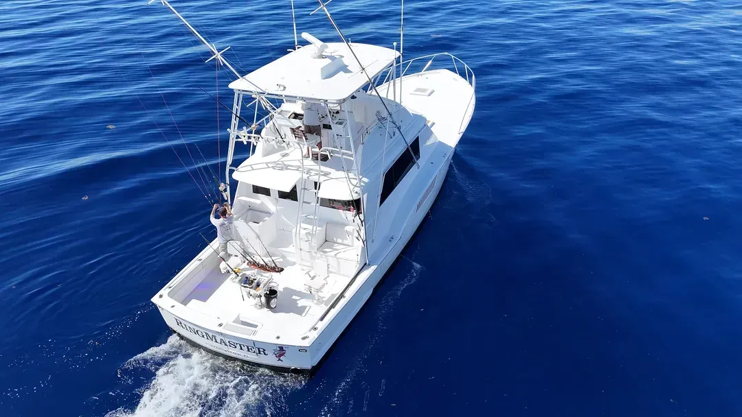 RingMaster 53’ Hatteras at the marina in Pompano Beach