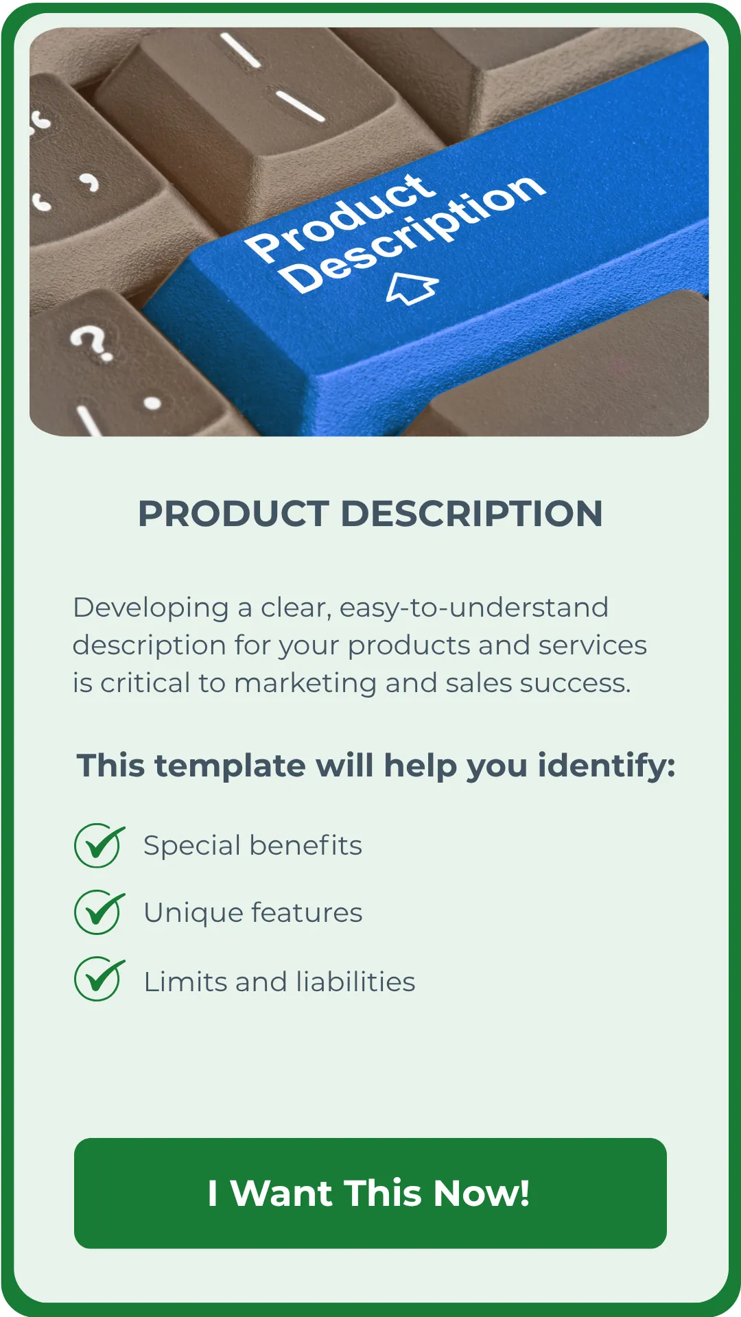 BizPro Product Description Worksheet