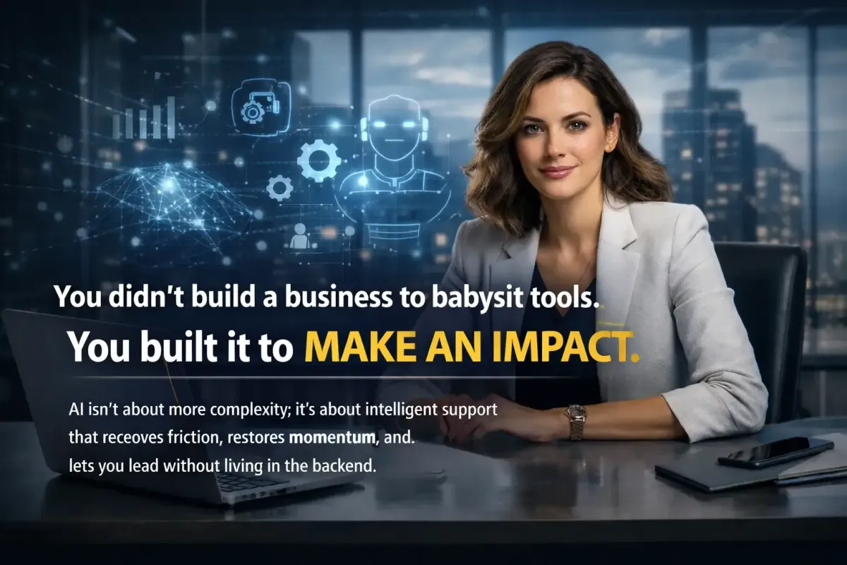 Close-up photo-style image of a notebook, pen, and a laptop screen showing a typed prompt sequence; warm desk lamp glow, shallow depth of field, modern home office vibe, conveys the moment a user moves from stuck to productive, photographic realism.