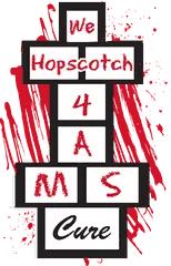 Hopping 4 A Cure hopscotch logo in Cal State Northridge colors