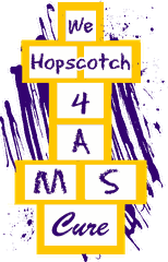 Hopping 4 A Cure hopscotch logo in University of Washington colors