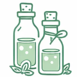 Herbal medicine shop icon with glass herbal bottles and plant leaves Joondalup