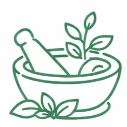 Naturopath icon with mortar and pestle crushing herbs for natural remedies