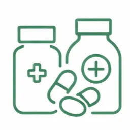 Vitamin and supplements shop icon with supplement bottles and capsules Perth