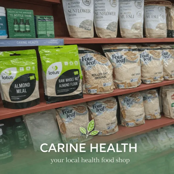 health food products on a shelf in a health food store in Carine Perth