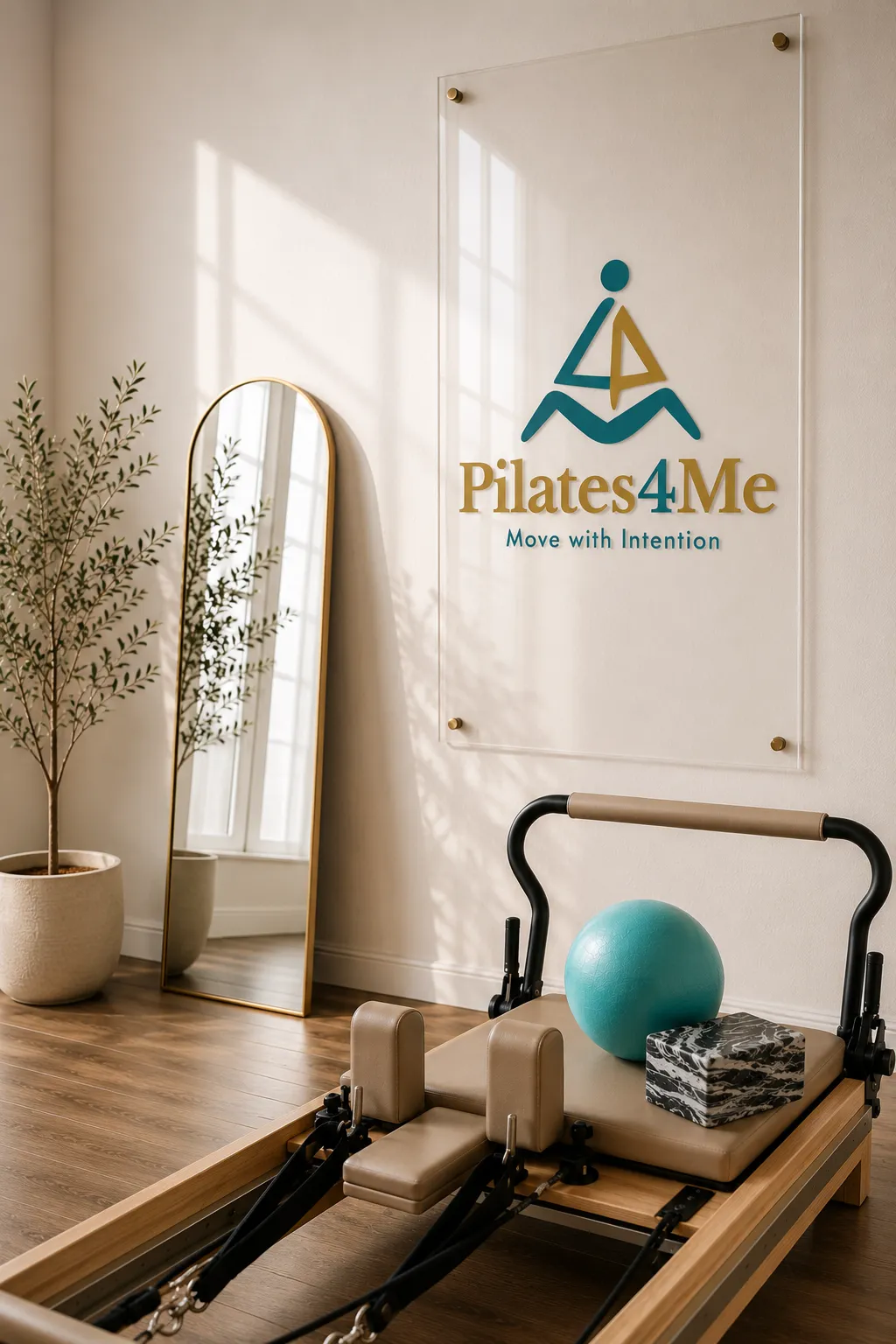 Organic shape graphic representing balance and movement in a studio environment