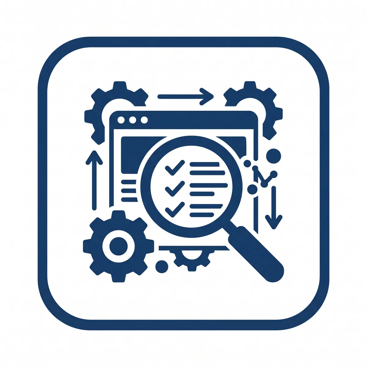 Minimalist black magnifying glass icon centered inside a yellow circle
