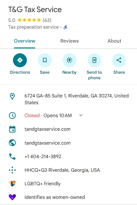 T&G Tax Service Google reviews