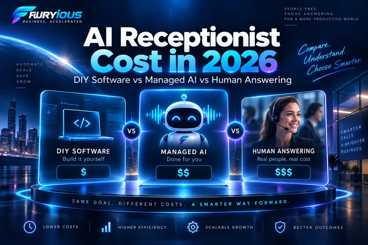 AI Receptionist Cost in 2026: DIY vs Managed AI vs Human Answering