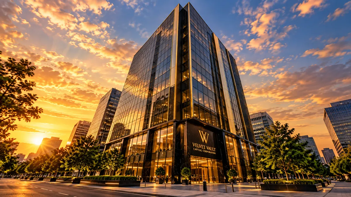 Low angle shot of a modern glass skyscraper reflecting sunlight