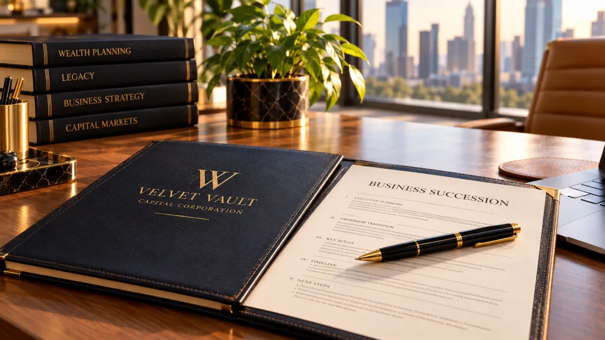 Document titled 'BUSINESS SUCCESSION' with a pen resting on top