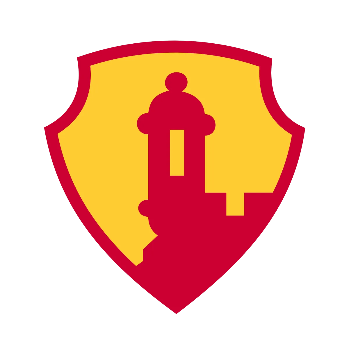 1st Mission Support Command patch with a red Garita on a gold shield.
