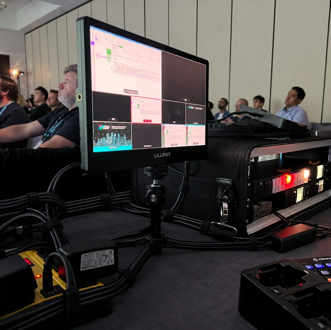 Video switcher, multiview monitor and control laptop during a session