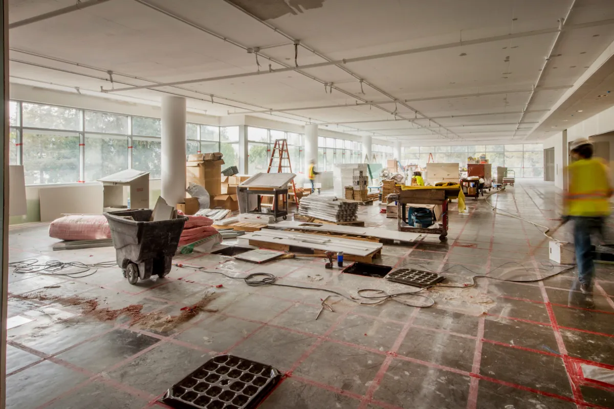 Post-construction site ready for cleanup