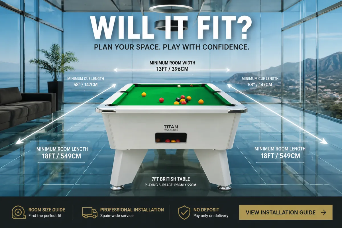 British pool table room size and installation guide by Titan Pool Tables