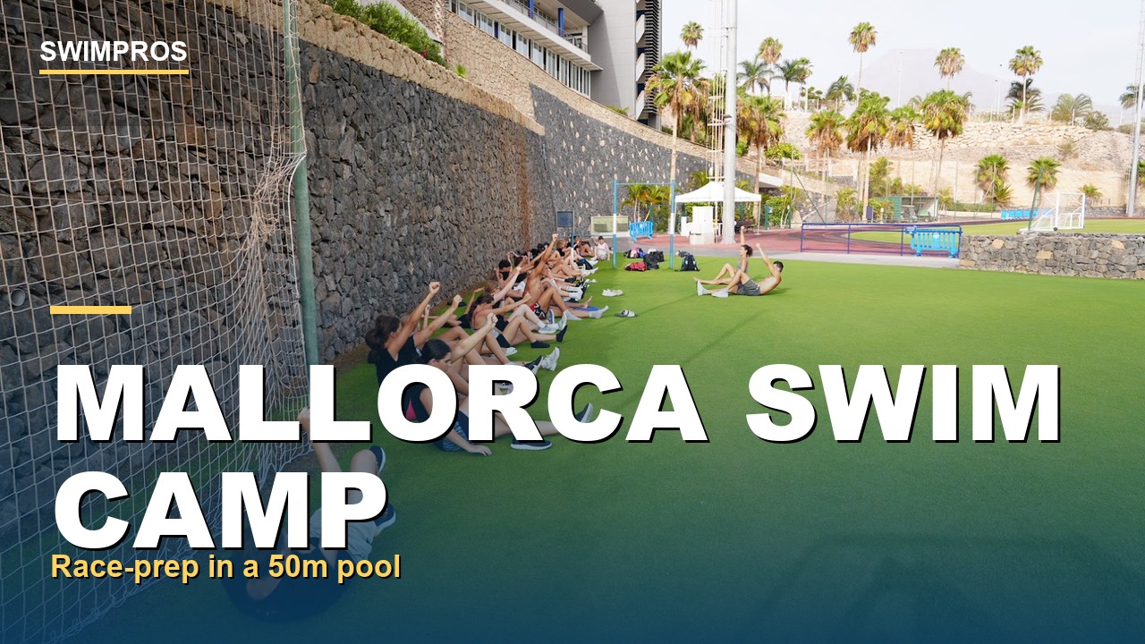 Group dryland core training session at a Swimpros performance swim camp