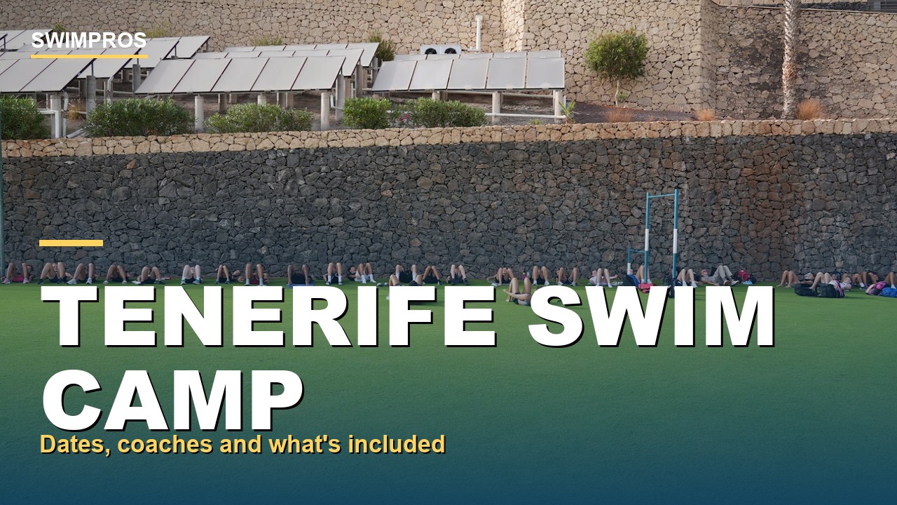 Swimmers doing dryland training on the grass at the Swimpros performance swim camp in Tenerife