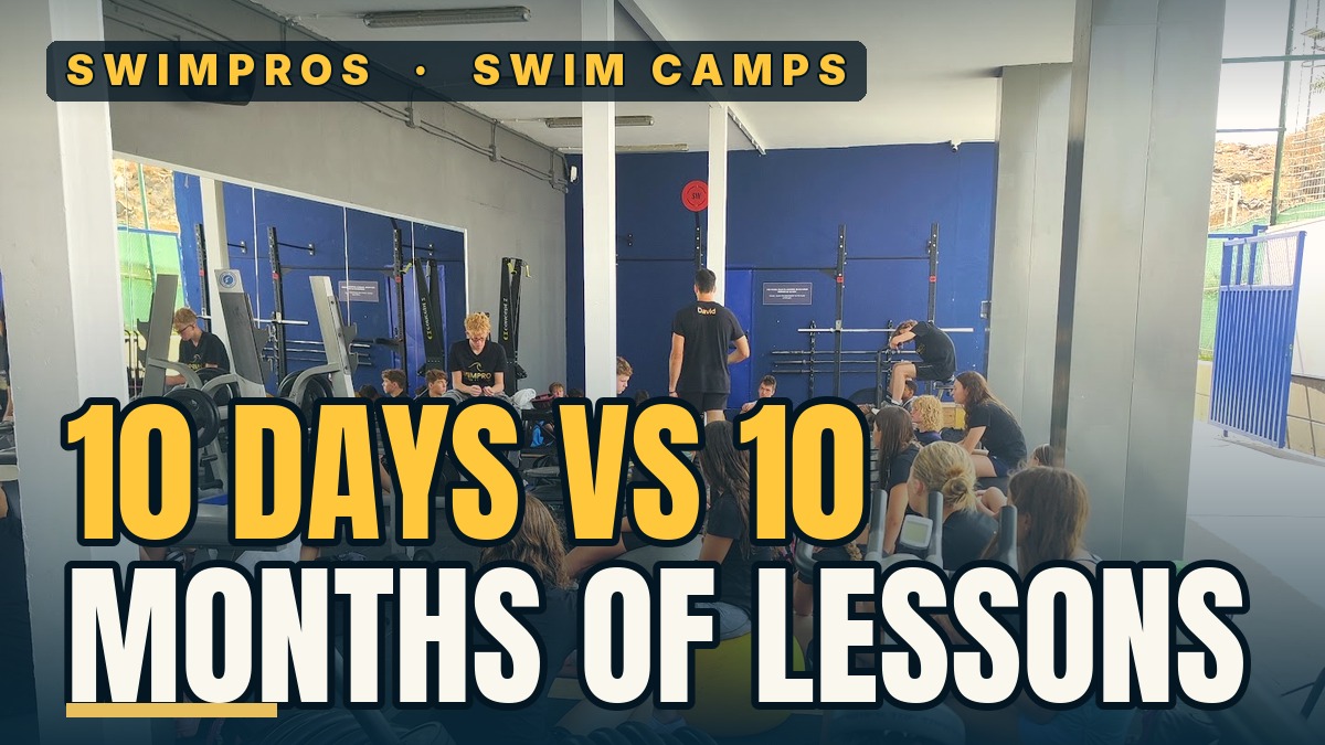 Coach comparing a swimmer's stroke on video versus one-on-one poolside coaching