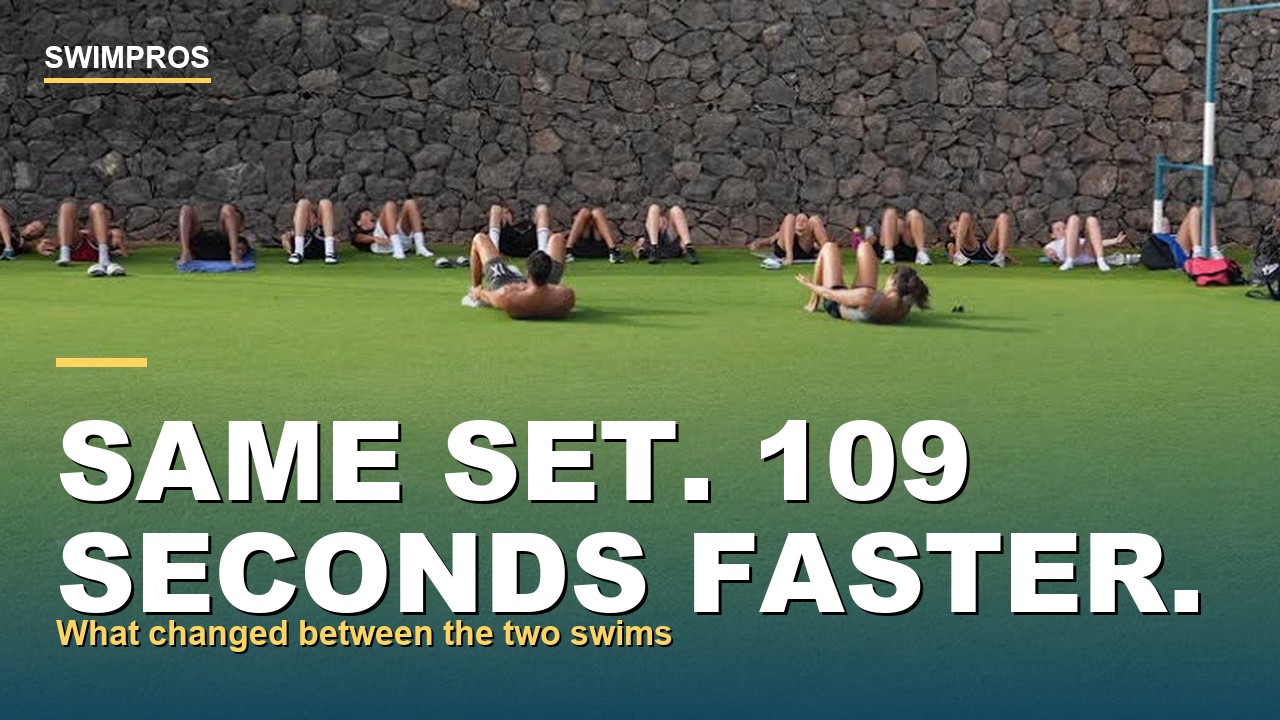 The full squad together on the turf at a Swimpros performance swim camp in Tenerife