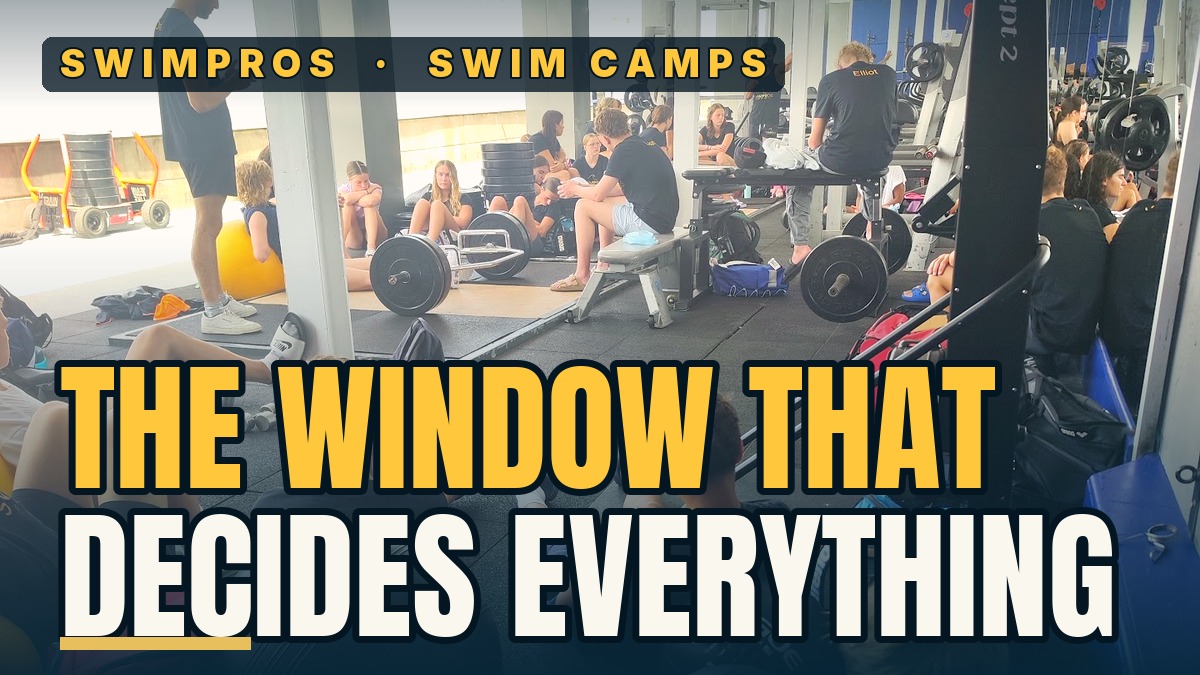 14 to 16 year old competitive swimmers training at a performance swim camp
