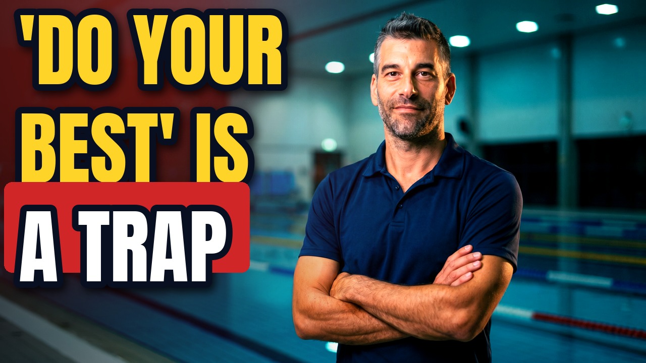 Coach David Karasek at the pool — why 'do your best' is a swim goal-setting trap