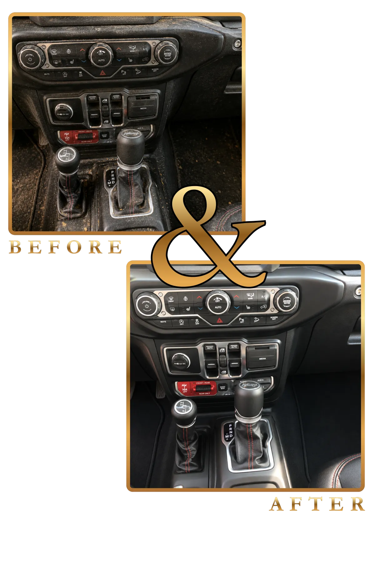Jeep Rubicon Interior before and after luxury auto mobile detailing in Bowling Green, Kentucky