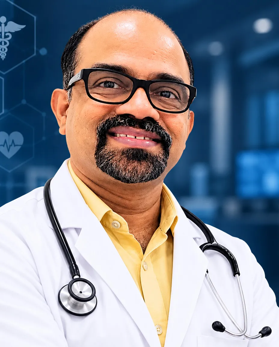 Dr. Anoop Lal portrait in professional clinical setting with subtle technical orange accent