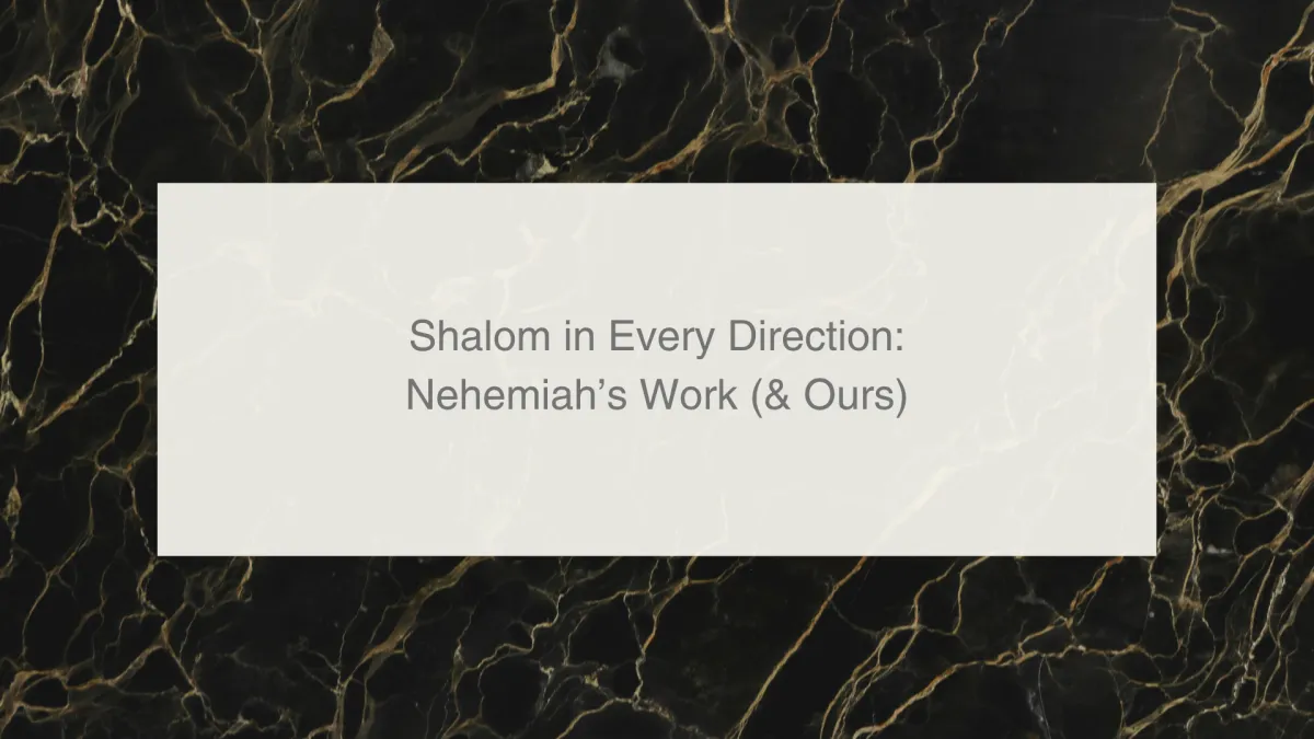 Shalom in Every Direction: Nehemiah’s Work (& Ours)
