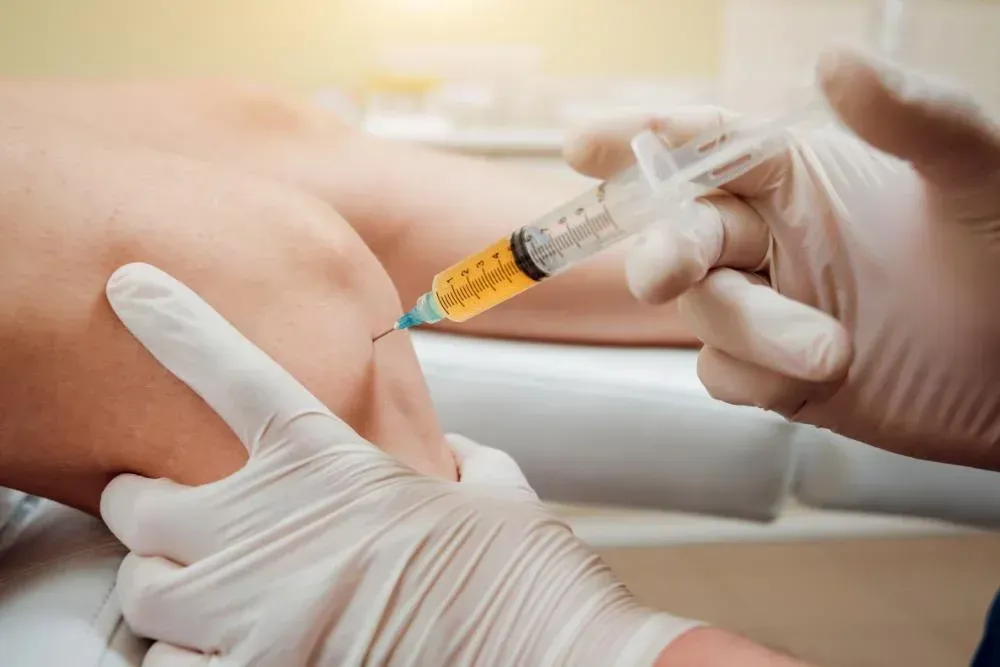 Close-up of cortisone injection for inflammatory joint pain