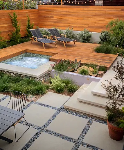Concrete patio with plunge pool