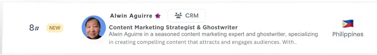 Alwin Aguirre is ranked 8th among Top 200 Creators for Content Marketing & Copywriting in LinkedIn Philippines