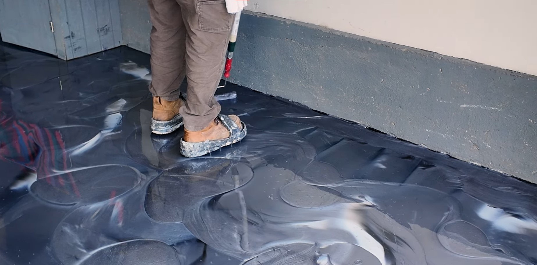 u spike shoes to do metallic epoxy on a garage floor