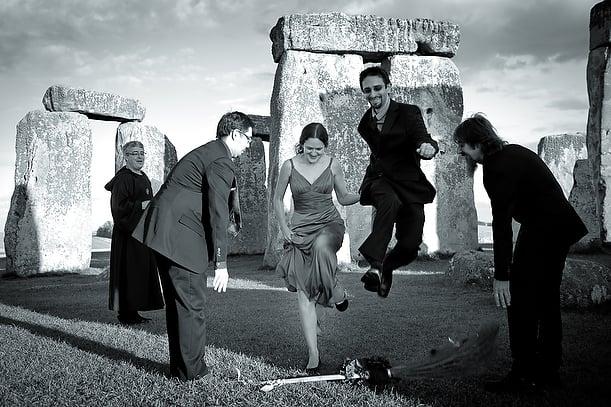 wedding handfastening ceremony at Stonehenge