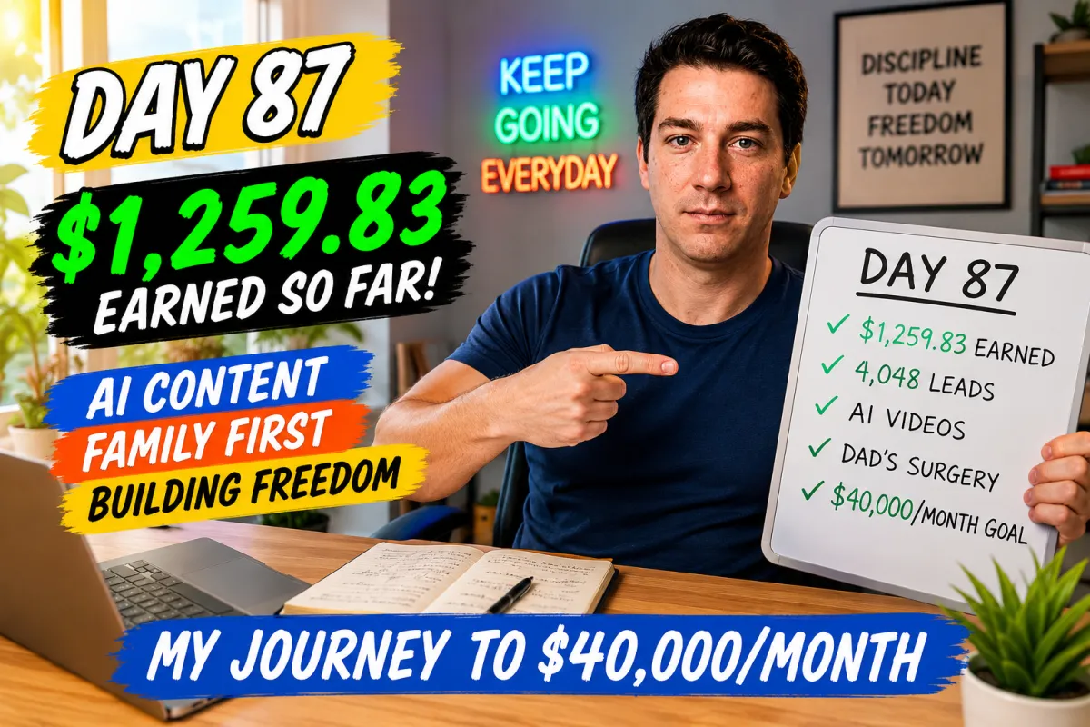 Day 87 Of My Journey To $40,000 Per Month – Family, AI Videos & Why I Can’t Quit