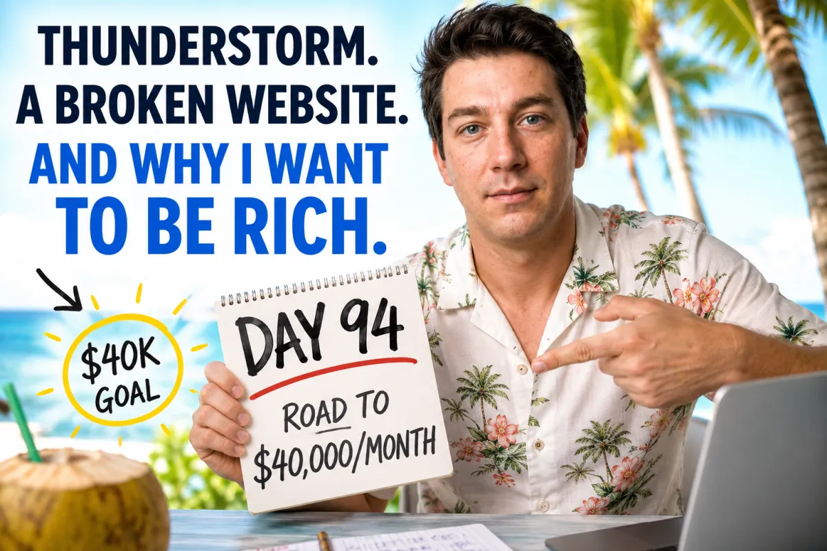 Day 94: A Thunderstorm, A Broken Website, And Why I Want To Be Rich
