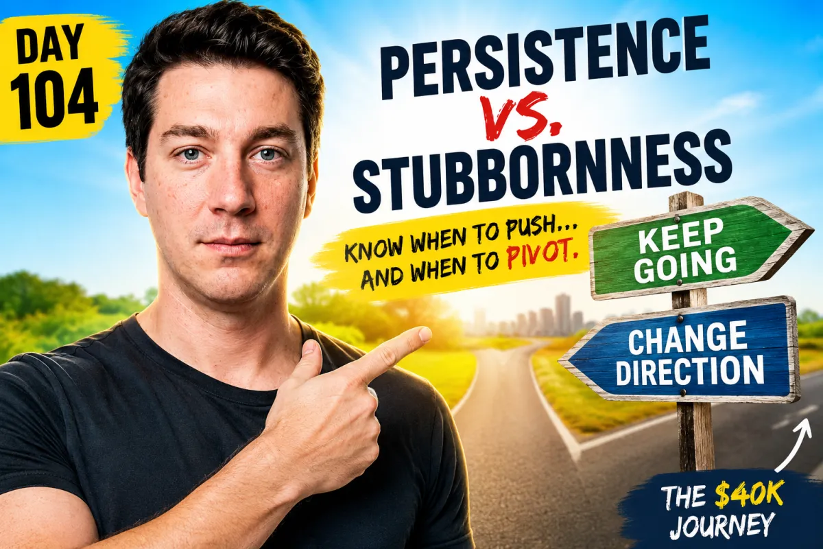 Journey to $40k Per Month – Day 104: The Difference Between Persistence and Stubbornness