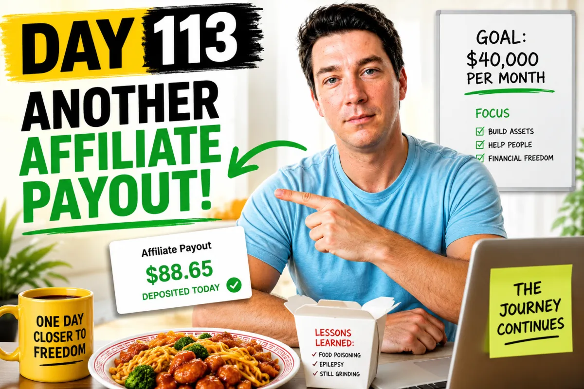 Journey to $40,000/Month Online – Day 113 (Food Poisoning, Waiting Games, and Another Affiliate Payout)
