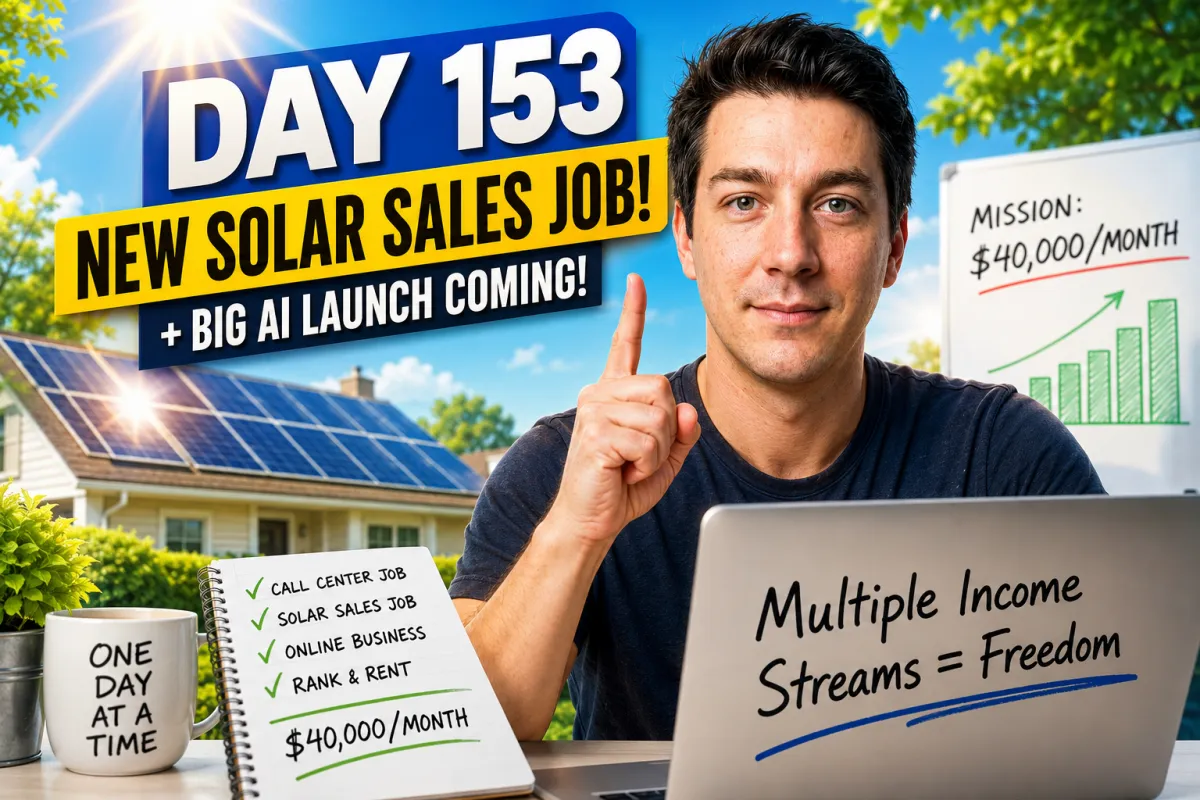 Day 153: A New Solar Sales Job, Multiple Income Streams, and a Big Opportunity on the Horizon