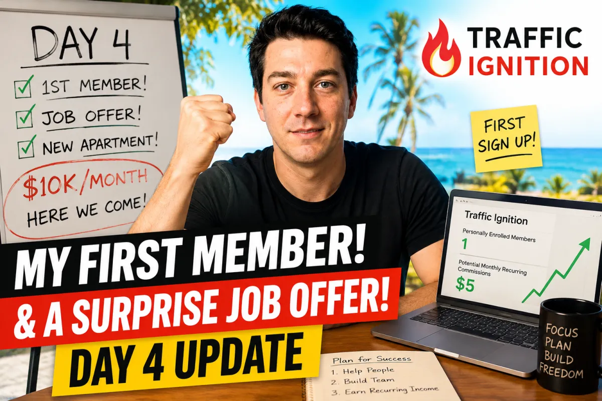 Day 4: My First Traffic Ignition Member! (And a Surprise Job Offer)