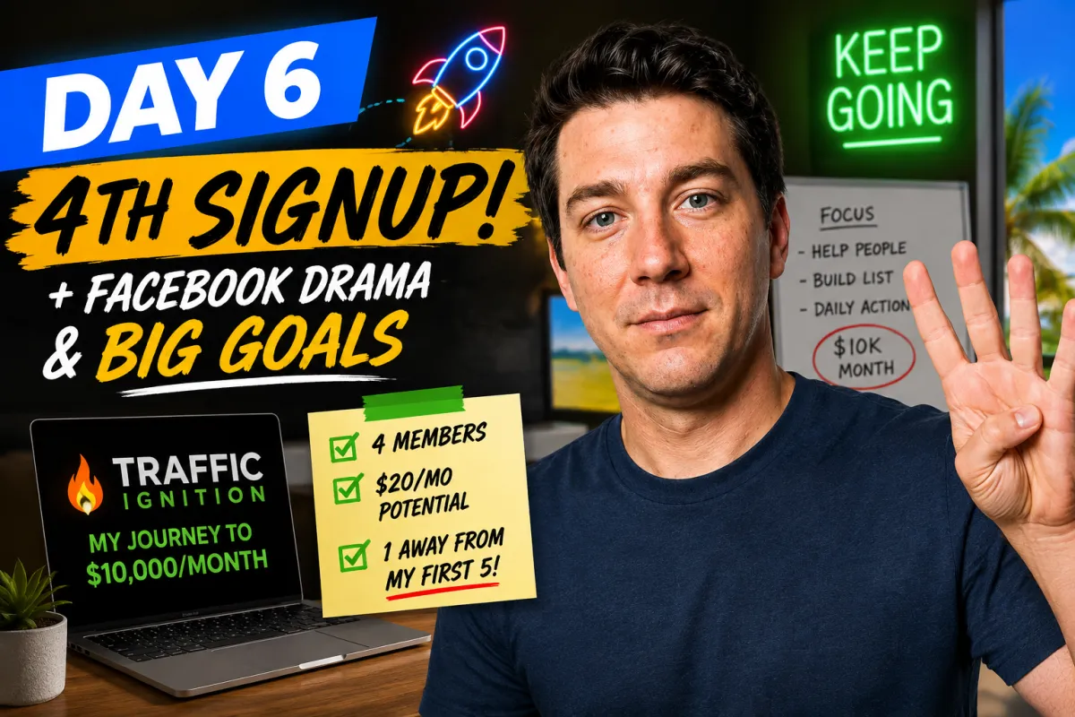 Day 6: My Fourth Traffic Ignition Signup… and Some Unexpected Facebook Drama